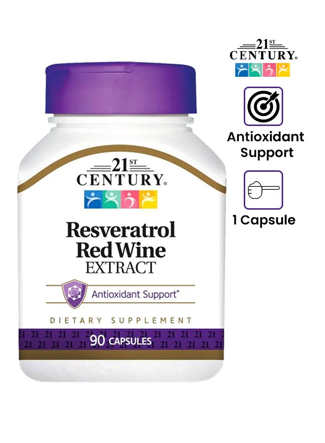 21st Century Resveratrol Red Wine Extract Antioxidant Support Dietary Supplement - 90 Capsules - Image 1